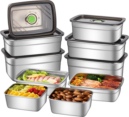 GIUOIDUO stainless steelFood Storage Containers setsstorage box with lidfreezer FrozenKitchen tray with lidOven plateSide dish plate Freezer & Dishwasher Safe