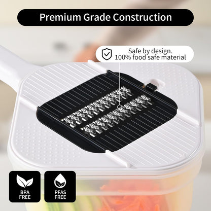 11-in-1 Vegetable Chopper 420 Food-Grade Stainless Steel Blades, 7.2 Cup Container with Colander, BPA & PFAS Free, Dishwasher Safe