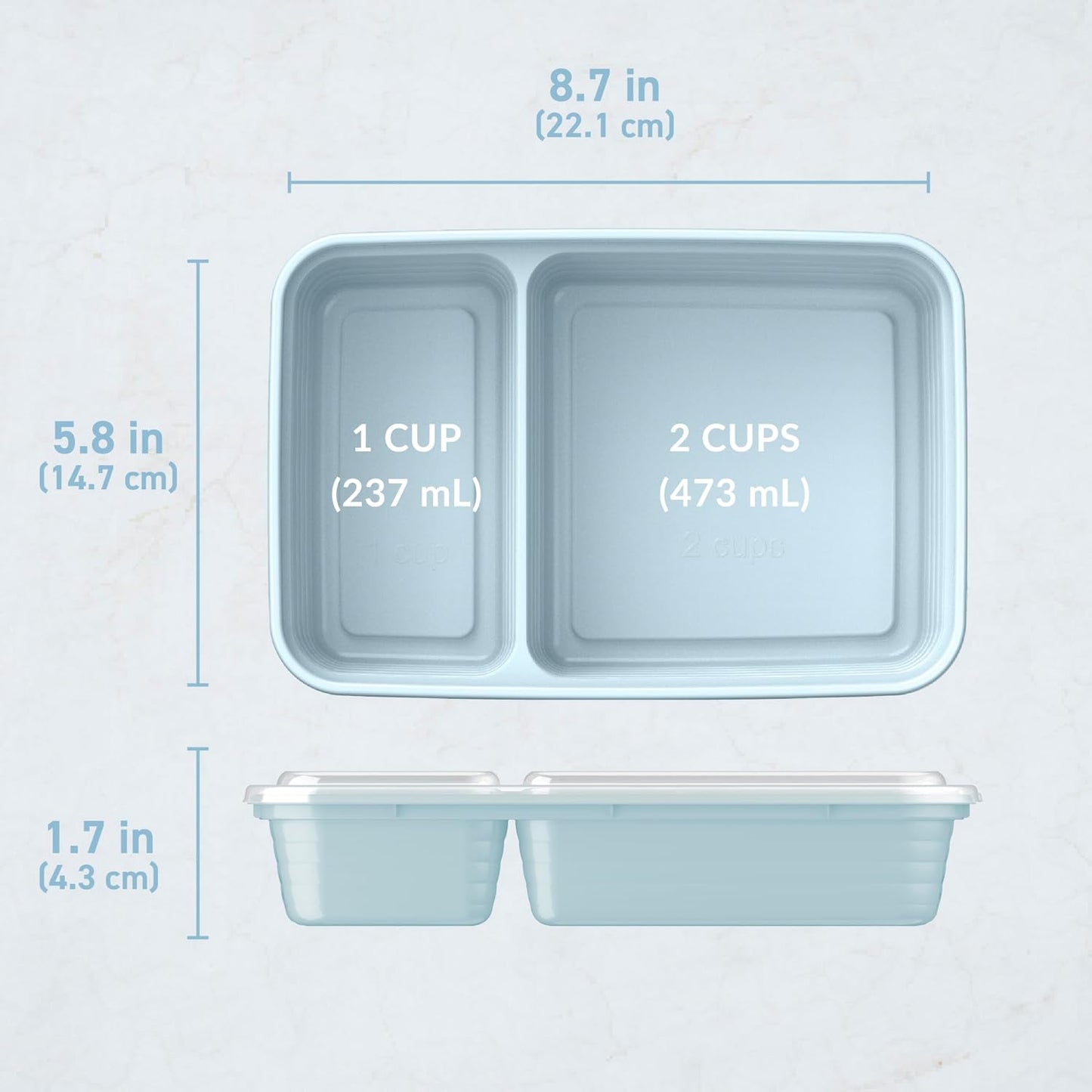 Bentgo Prep - 20-Piece 2-Compartment Reusable Meal Prep Containers with Lids, PFAS & BPA Free Materials, Durable, Microwave, Freezer, & Dishwasher Safe To Go Food Storage (Rose Gold)