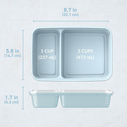 Bentgo Prep - 20-Piece 2-Compartment Reusable Meal Prep Containers with Lids, PFAS & BPA Free Materials, Durable, Microwave, Freezer, & Dishwasher Safe To Go Food Storage (Rose Gold)