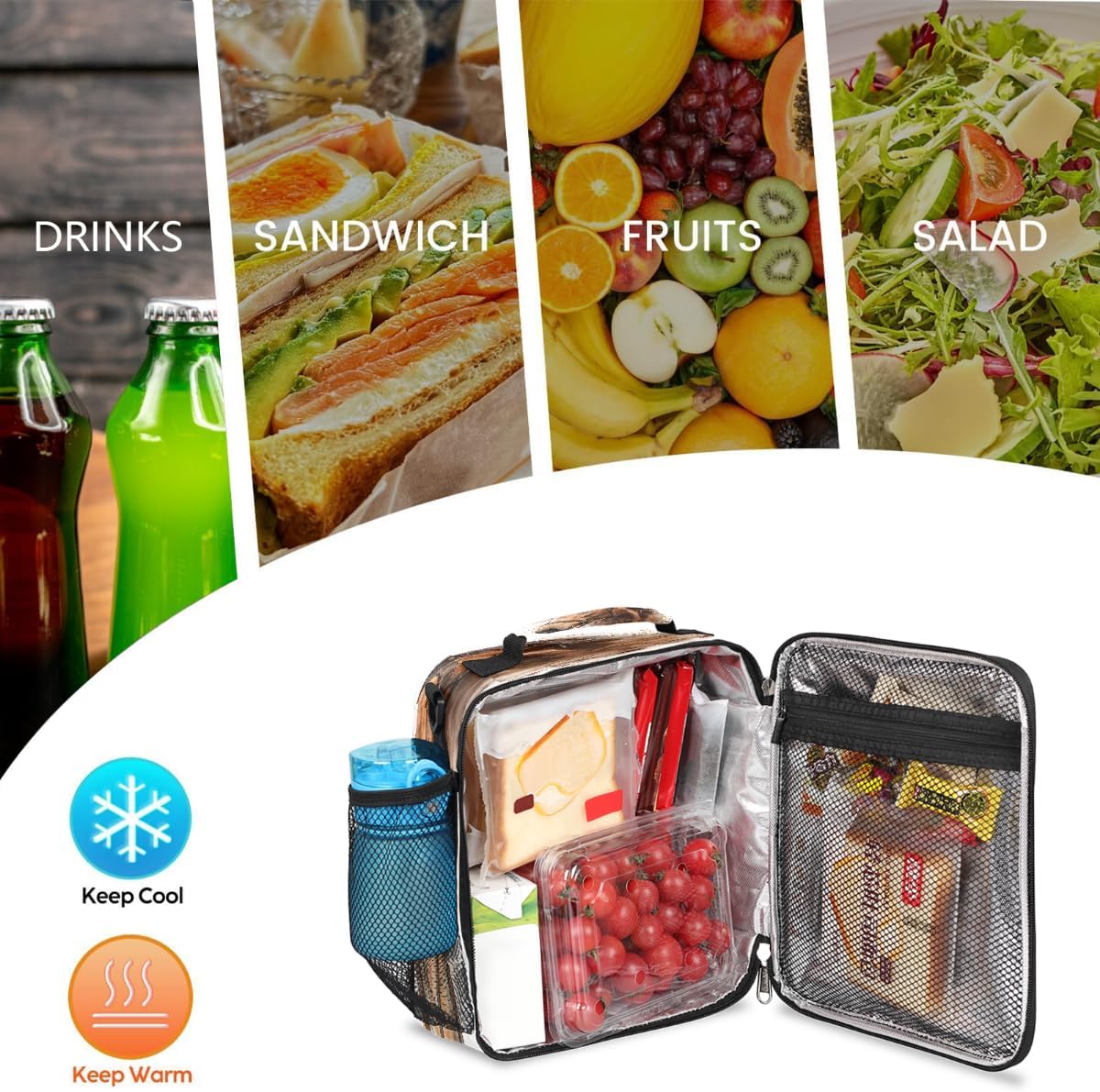 cfpolar Skull Skateboard Lunch Box for Boys Girls, Insulated Lunch Bags for Kids Reusable Mini Cooler Lunch Tote Lunchbox Thermal Meal Tote Kit with Shoulder Strap for Work School Picnic