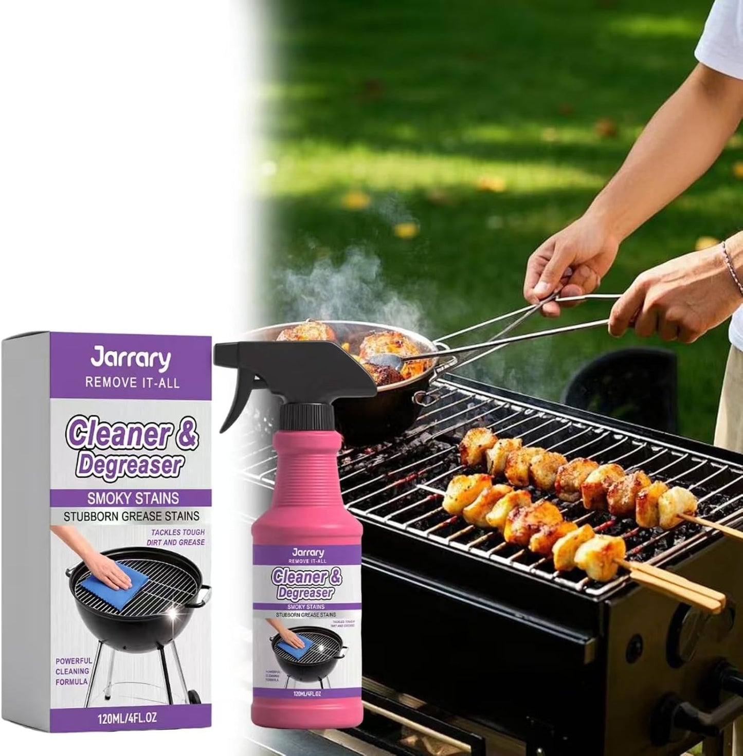 Fast-Acting Heavy-Duty Grill Degreaser Spray, Grill Cleaner, Quick Foaming Multi-Surface Barbecue Degreaser for Outdoor Grills, Stainless Steel Grates, Oven Racks, Vent Hoods & Stovetops (1pcs)