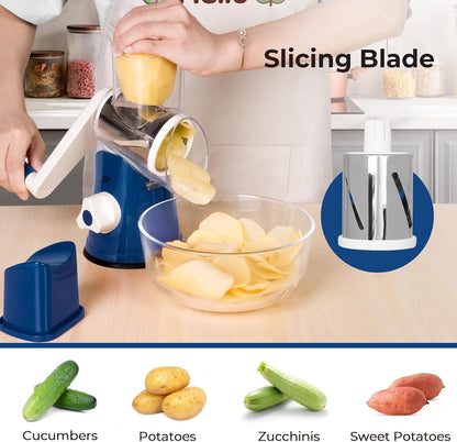 X Home Rotary Cheese Grater, Blue, for Kitchen