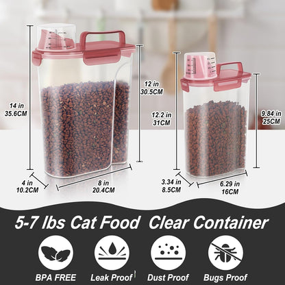 LEAWALK 5-7Lbs Dog Cat Food Storage Container with Upgraded Large Nozzle BPA-free, 4 Snap Seals Plastic Pet Food Storage Containers with Handles are Easy to Clean and Carry