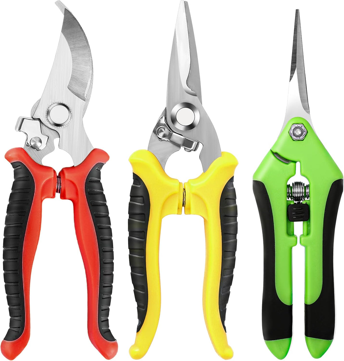 EWPJDK 3 Pack Garden Pruning Shears Scissors Clippers Stainless Steel