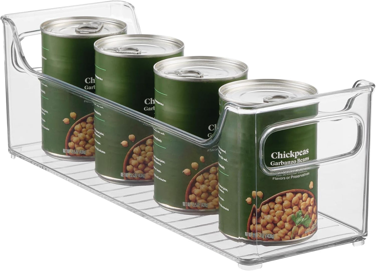 iDesign Stackable Plastic Pantry Bin with Handles, Set of 2, Clear | For Cabinets or Fridge, Made in USA