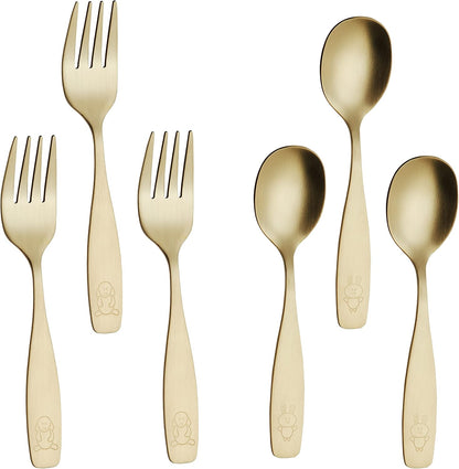 ANNOVA Kids Silverware Children's Safe Flatware Set Stainless Steel - Children Forks, Children Tablespoons, Toddler Utensils, Metal Cutlery Set for LunchBox (Rainbow, 6)