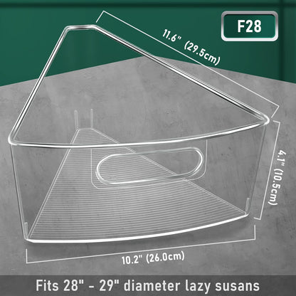 JEISSLIA Lazy Susan Cabinet Organizer Bins for 26"/ 28"/ 32" Diameter Corner Organizer, Plastic Cabinet Storage Bin, 1/8 Wedge - Food Safe, BPA Free, with Non-Slip Pads (for 26" Diameter, 6 Pack)
