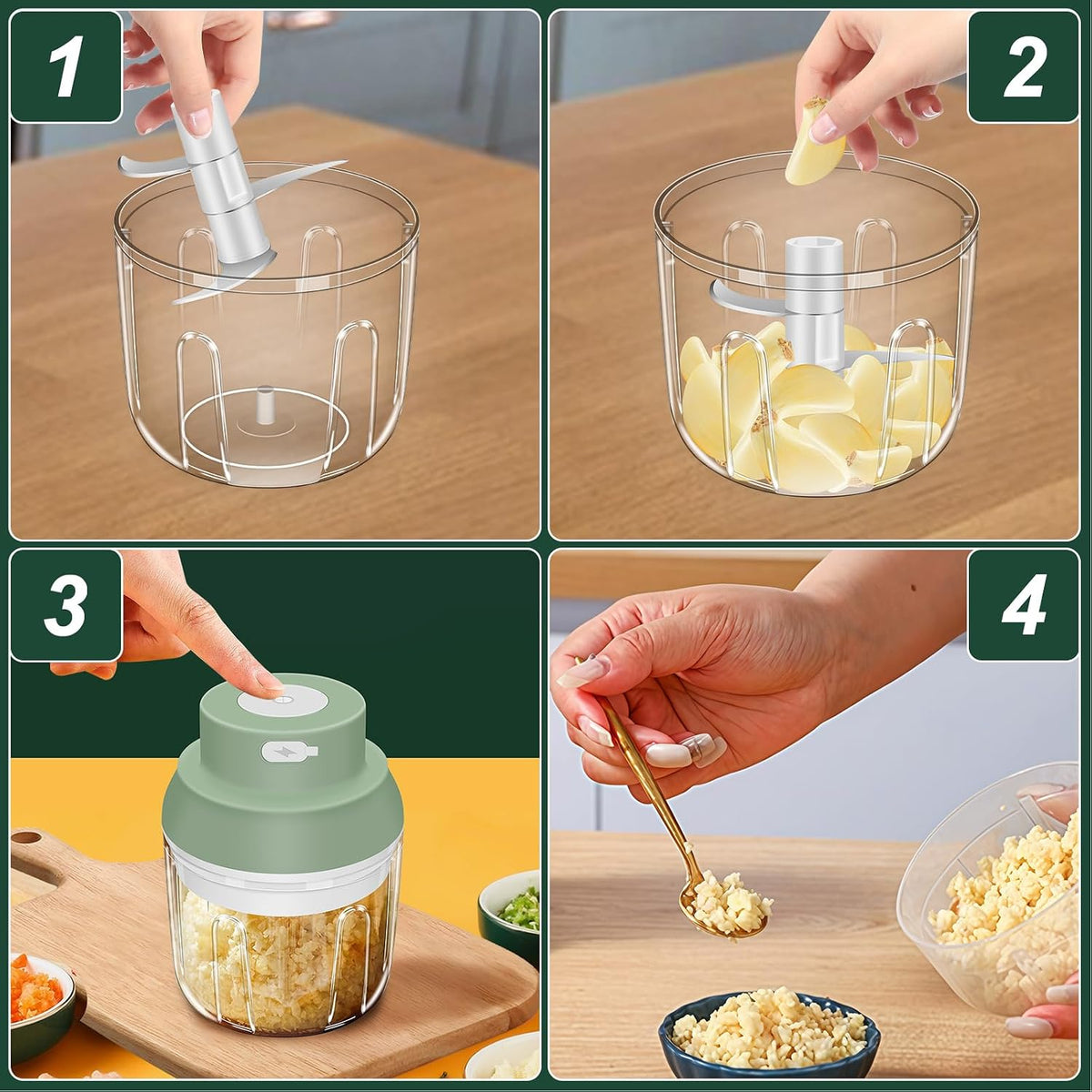 Electric Mini Garlic Mincer, 100ML USB Vegetable Onion Chopper