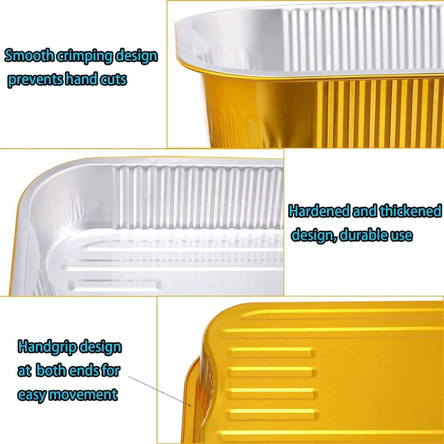 Aluminum Foil Pans with lids 10pack Heavy Duty 2LB Small foil pan 8.5"×6" Disposable, For Microwave & Oven Safe Cooking,Baking,A takeaway food container,Gold