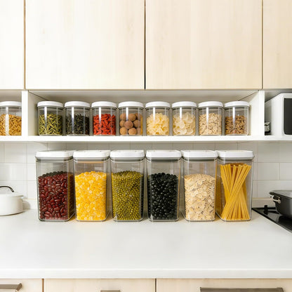 Airtight Pop Top Food Storage Container Sets with Lids 6Pcs Round Rectangle Pop Containers for Kitchen Pantry Organization BPA-Free Stackable Kitchen Storage for Cereal Flour Sugar 0.6qt *4, 3.6qt *2