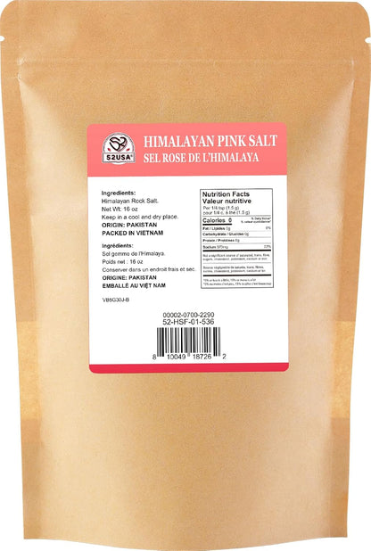 52USA Himalayan Pink Salt, Coarse Grain 1 lb, Salt for Grinder Refill