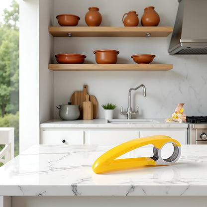 Yellow Food Manual Slicer, Stainless Steel Food Slicer, Banana Strawberry Cucumber Carrot Egg Vegetable Fruit Multifunctional Slicer, Handheld Portable Small Food Slicer Mandolines and Slicers