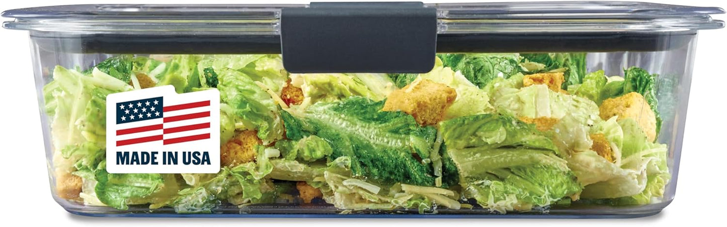 Rubbermaid Brilliance Meal Prep Containers, 2-Compartment Food Storage Containers, 2.85 Cup, 5-Pack, BPA-Free, Clear/Grey