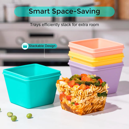 Gemice 1-Cup Silicone Freezer Molds with Lids, Individual 4-Pack Portion Soup Cubes Freezer Trays for Food Storage, Oven & Dishwasher Safe, BPA-Free, Silicone Freezer Containers for Meal Prep
