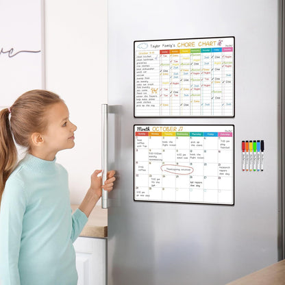Magnetic Dry Erase List Board - 6.5"x8.5" Weekly, Daily, 2 List Boards for Fridge - 6 Extra Fine Point Markers Included - Shipped Flat