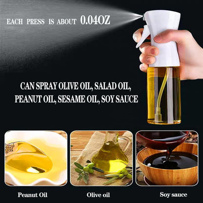 Oil Sprayer for Cooking -200ml Glass Olive Oil Sprayer, Cooking Sprayer, Kitchen Gadgets for Air Fryer, Canola Oil Spritzer, Widely Used for Salad Making, Baking, Frying, BBQ (Black)