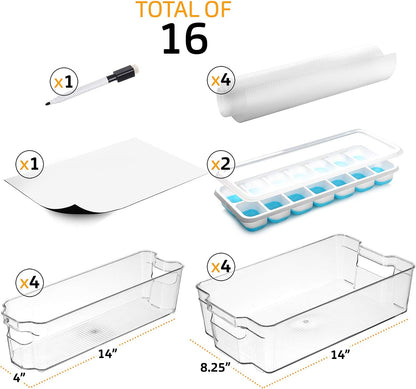Fridge Organizer - 14 Piece Refrigerator Organizer Bins - Stackable Freezer Organizer - Clear Refrigerator Organizer - Acrylic Fridge Bins