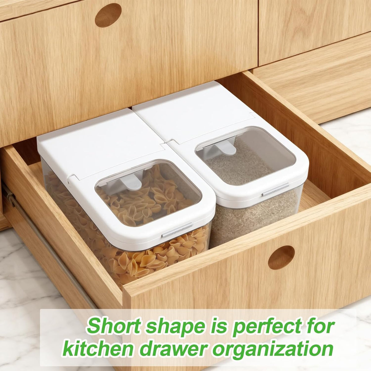 TBMAXS Versatile Storage Container Bin with Pop-up Lid & Scoop, Rice Flour Container Dog Cat Food Storage Container, Laundry Room Organization Household Essentials Kitchen Pantry Organizers