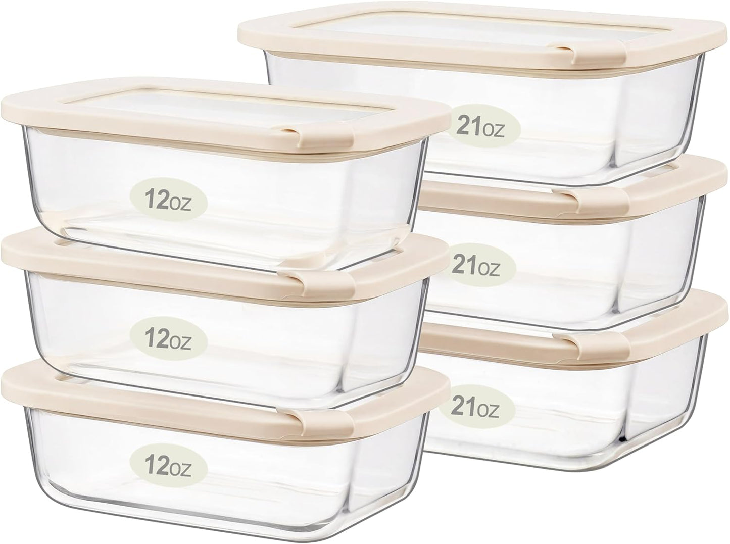 Urban Green Glass Food Storage Containers with Glass Lids, Microwave Safe Food Container Set, Airtight Food Container Set, LeakProof, 100% Plastic Free, White Color, 4pack
