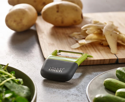 Joseph Joseph Duo Easy-Grip Julienne Peeler, Vegetable Kitchen Peeler and Potato-Eye Remover, Dark Opal