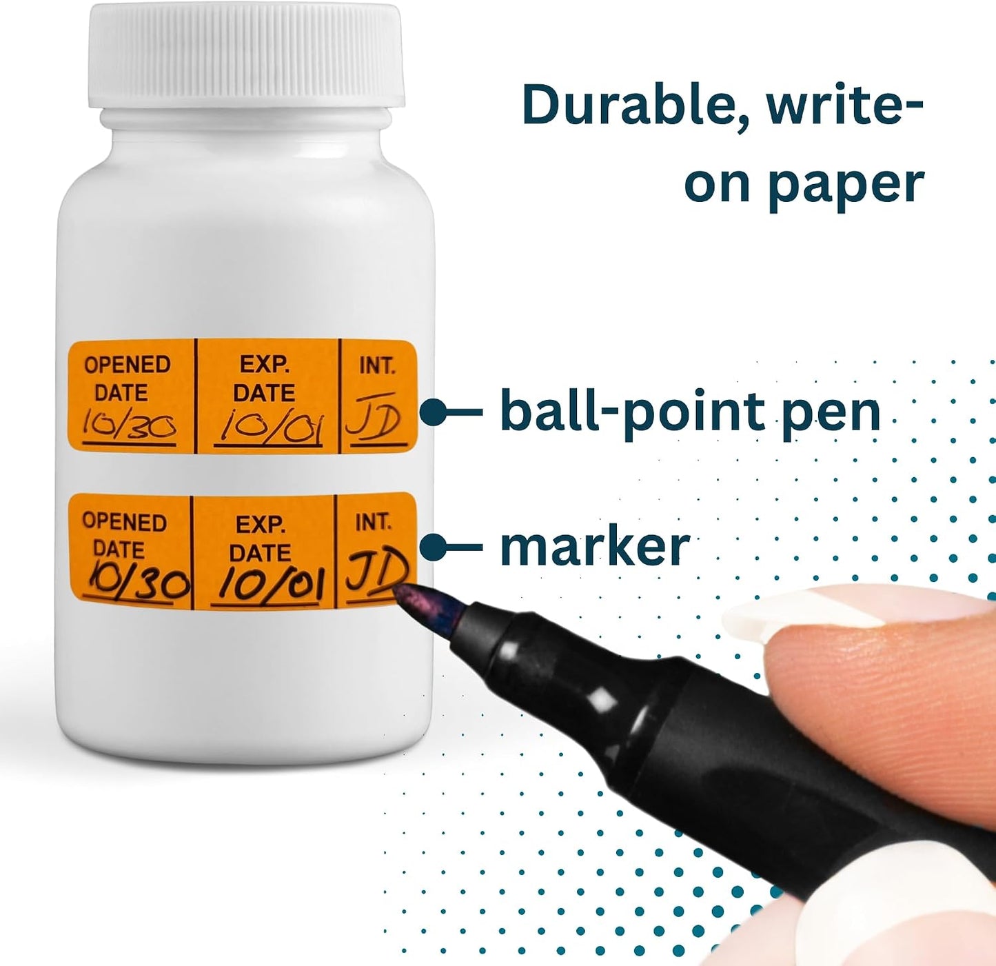 Opened Date Labels for Medical, Food & Lab Use - 800 Fluoro Green Write-on Small Stickers (12mm x 40mm / 0.5" x 1.5") in Dispense Box. Strong Latex-Free Adhesive & Indirect Food/Medical Safe Ink