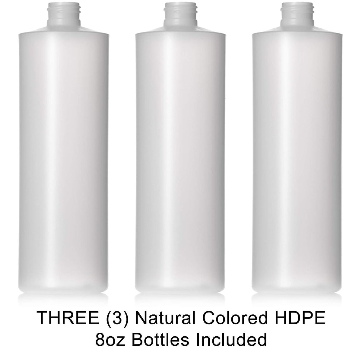 8oz Natural Color HDPE Squeeze Bottles with Disc Cap and Squirt Cap (3 Pack) (8oz)