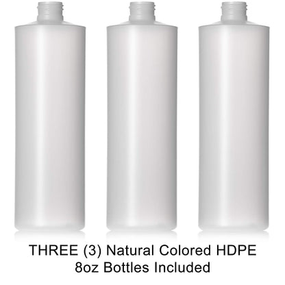 8oz Natural Color HDPE Squeeze Bottles with Disc Cap and Squirt Cap (3 Pack) (8oz)