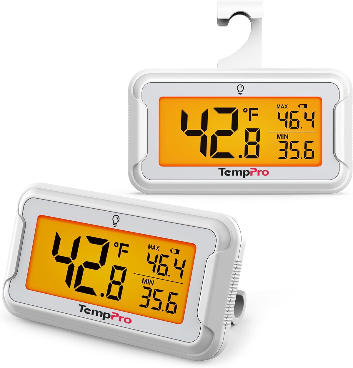 TempPro TempAir Refrigerator Thermometer, Large Backlit LCD Display