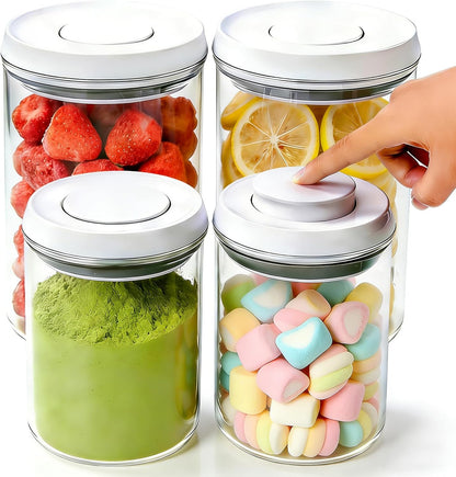 Airtight Pop Top Food Storage Container Sets with Lids 6Pcs Round Rectangle Pop Containers for Kitchen Pantry Organization BPA-Free Stackable Kitchen Storage for Cereal Flour Sugar 0.6qt *4, 3.6qt *2