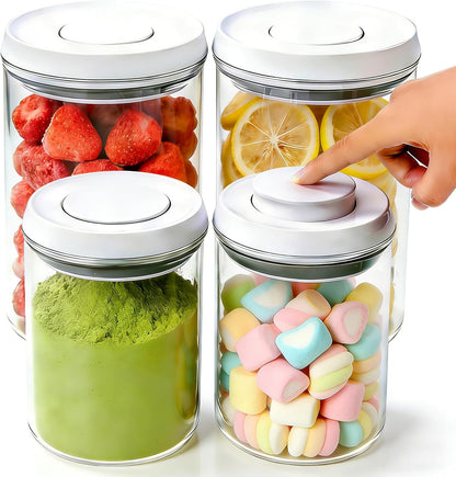 Airtight Pop Top Food Storage Container Sets with Lids 6Pcs Round Rectangle Pop Containers for Kitchen Pantry Organization BPA-Free Stackable Kitchen Storage for Cereal Flour Sugar 0.6qt *4, 3.6qt *2
