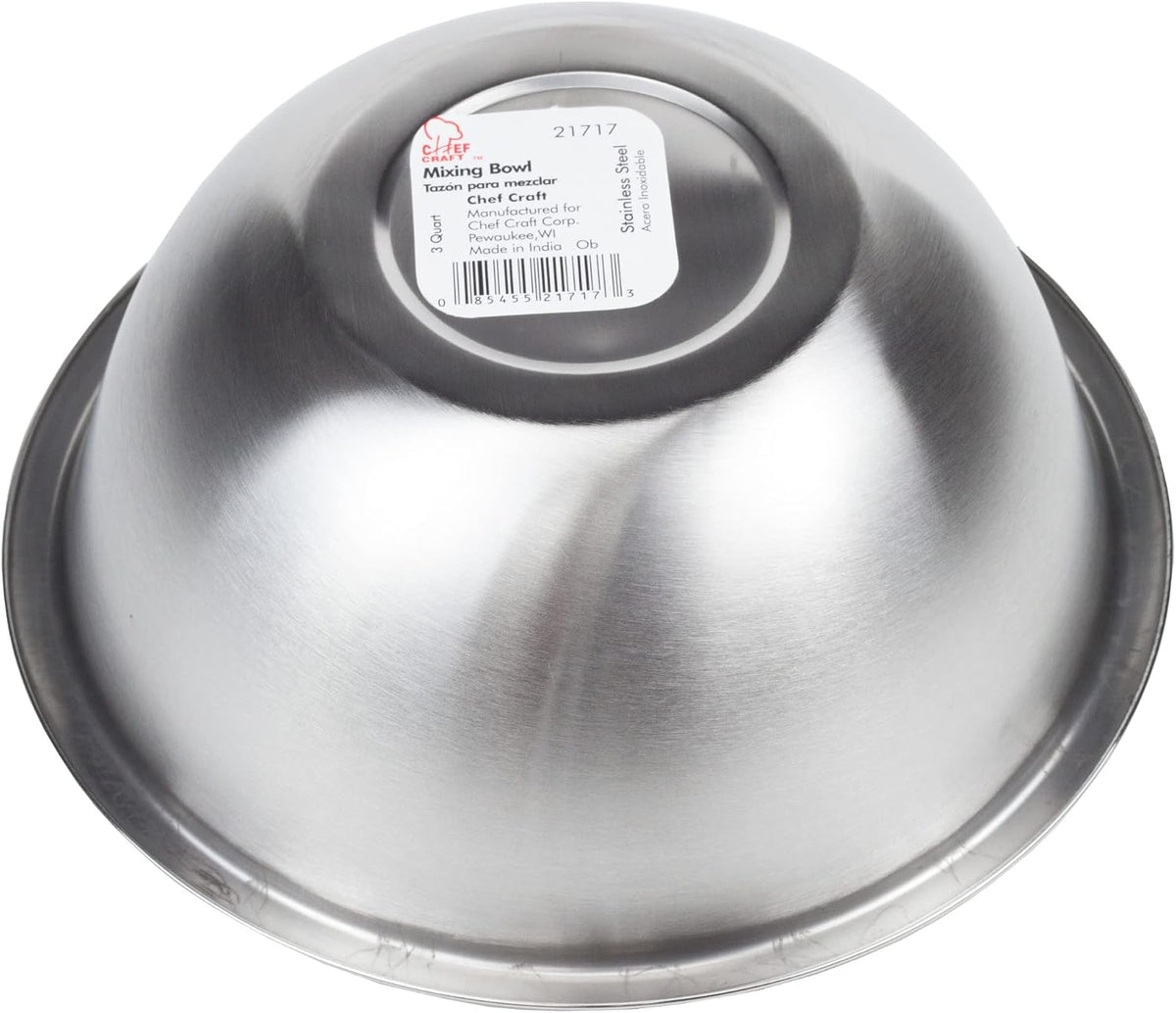Chef Craft Brushed Mixing Bowl, 5-Quart, Stainless Steel