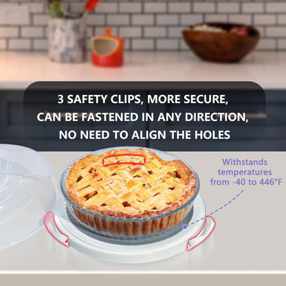 2 Pack Pie Containers with Lids and Handles, Includes Insulated Bags and Non-Slip Heating Pads, BPA Free Pie and Cheesecake Containers, Thanksgiving Gifts (Purple)