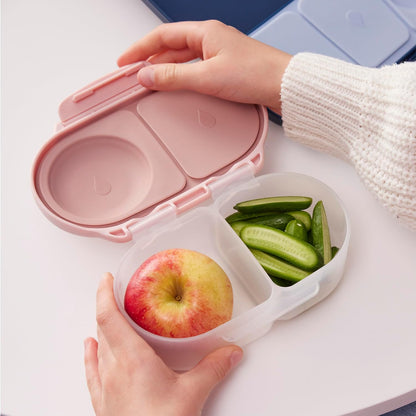 b.box Snack Box 2-Pack - Leak Proof Mini Bento Box for Kids & Toddlers, 2 Compartment Snack Containers for Kids, Dishwasher Safe, BPA-Free, PFAS-Free, Ages 4mo+, 1 3/4 Cup Each (Strawberry + Lilac)