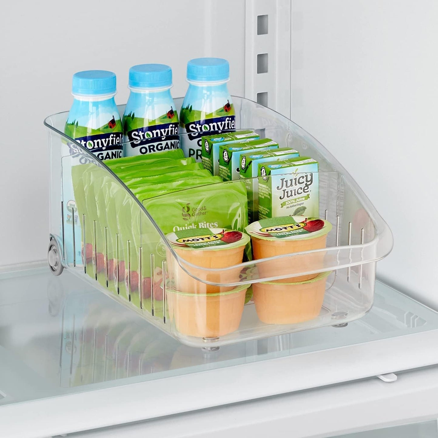 YouCopia RollOut Fridge Drawer 6", BPA-Free Clear Rolling Refrigerator Organizer Bin with Adjustable Dividers and Handles for Produce, Food, Meal and Snack Storage