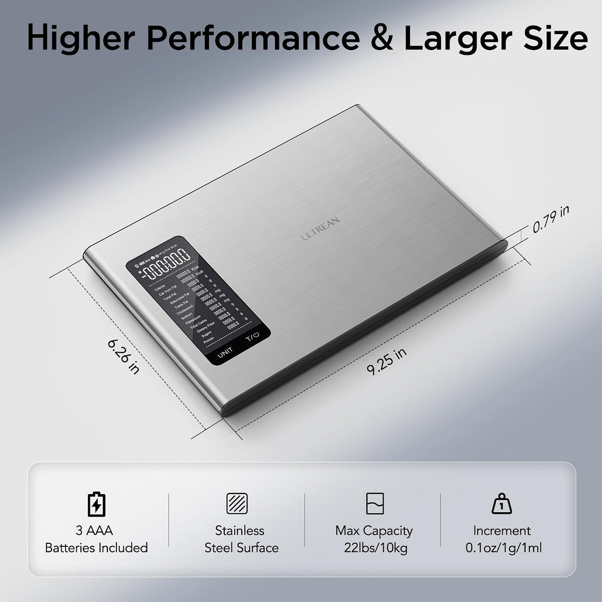 Ultrean Food Scale, Digital Kitchen Scale with LCD Display, Weight Grams and Ounces for Baking Cooking and Meal Prep, 6 Units with Tare Function, 304 Stainless Steel, 11lb (Batteries Included)