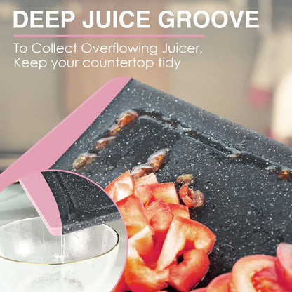 Extra Large Cutting Boards, Plastic Cutting Boards for Kitchen (Set of 3) Cutting Board Set Dishwasher Chopping Board with Juice Grooves Easy-Grip Handles, Dark Grey, Empune