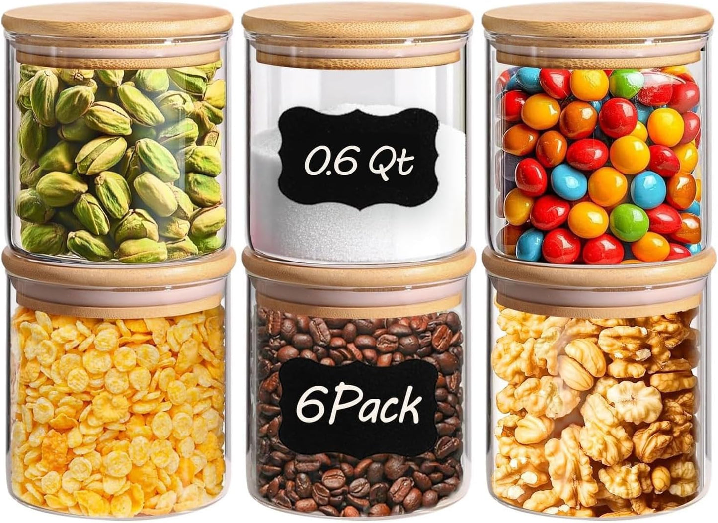 ComSaf 2Pcs Large Glass Storage Containers with Lids 4Qt, 1 Gallon Wide Mouth Flour Sugar Storage Containers, Large Capacity and Sealed for Rice, Cereal, Oat, Easy Clean and Scoop, Pantry Organization