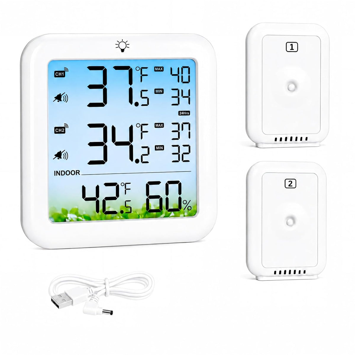 Refrigerator Thermometer with Alarm Freezer Thermometer with 2 Probes