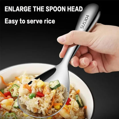 Comicfs Rice Paddle Spoon 304 Stainless Steel Thickened Rice Spoon Rice Spatula Non Stick Rice Scooper for Rice Mashed Potato Salads, Apply for Kitchen Home Restaurant Hotel Serving (Bright)