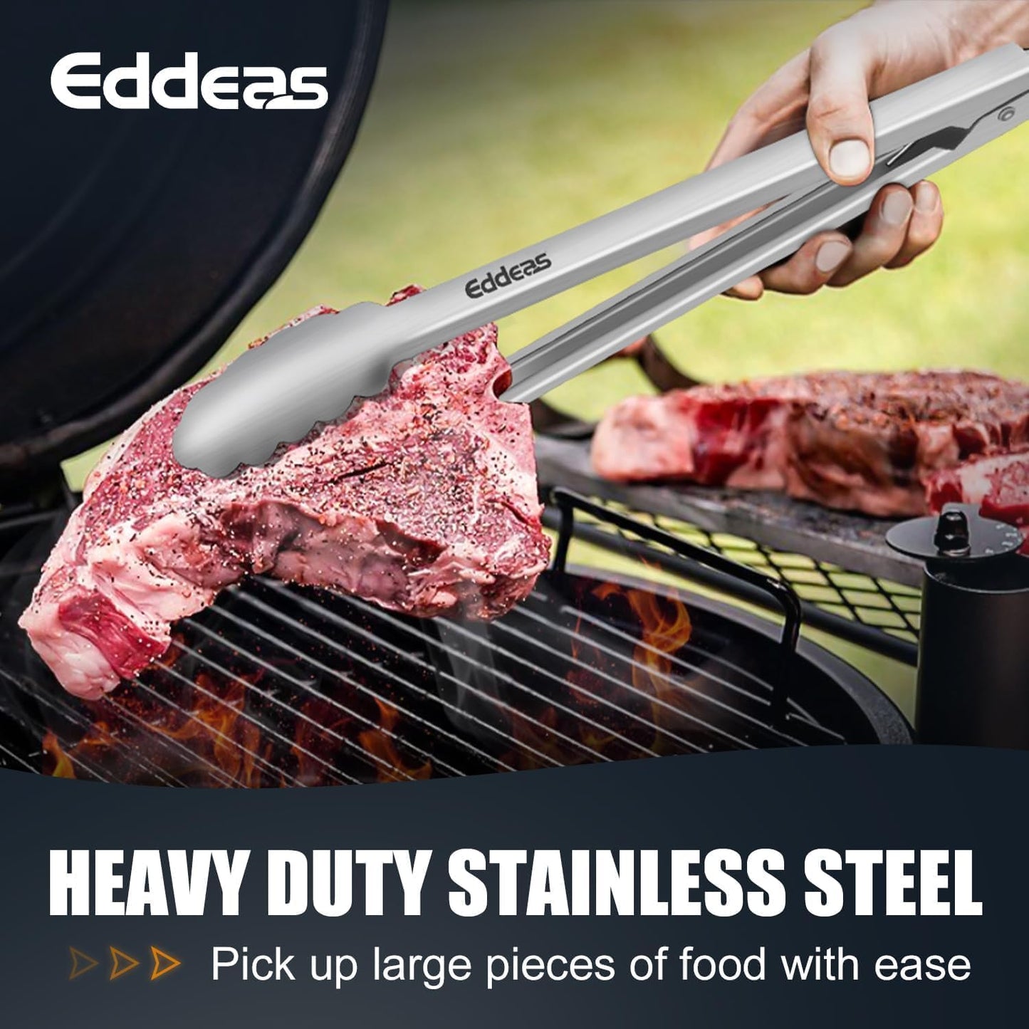 Eddeas Kitchen Tweezers Tongs, Cooking Tweezers Stainless Steel - 3 Size 12'' 10'' & 8 inch Ideal for Meat, pasta, plating and pinching delicate small pieces of food, Set of 3