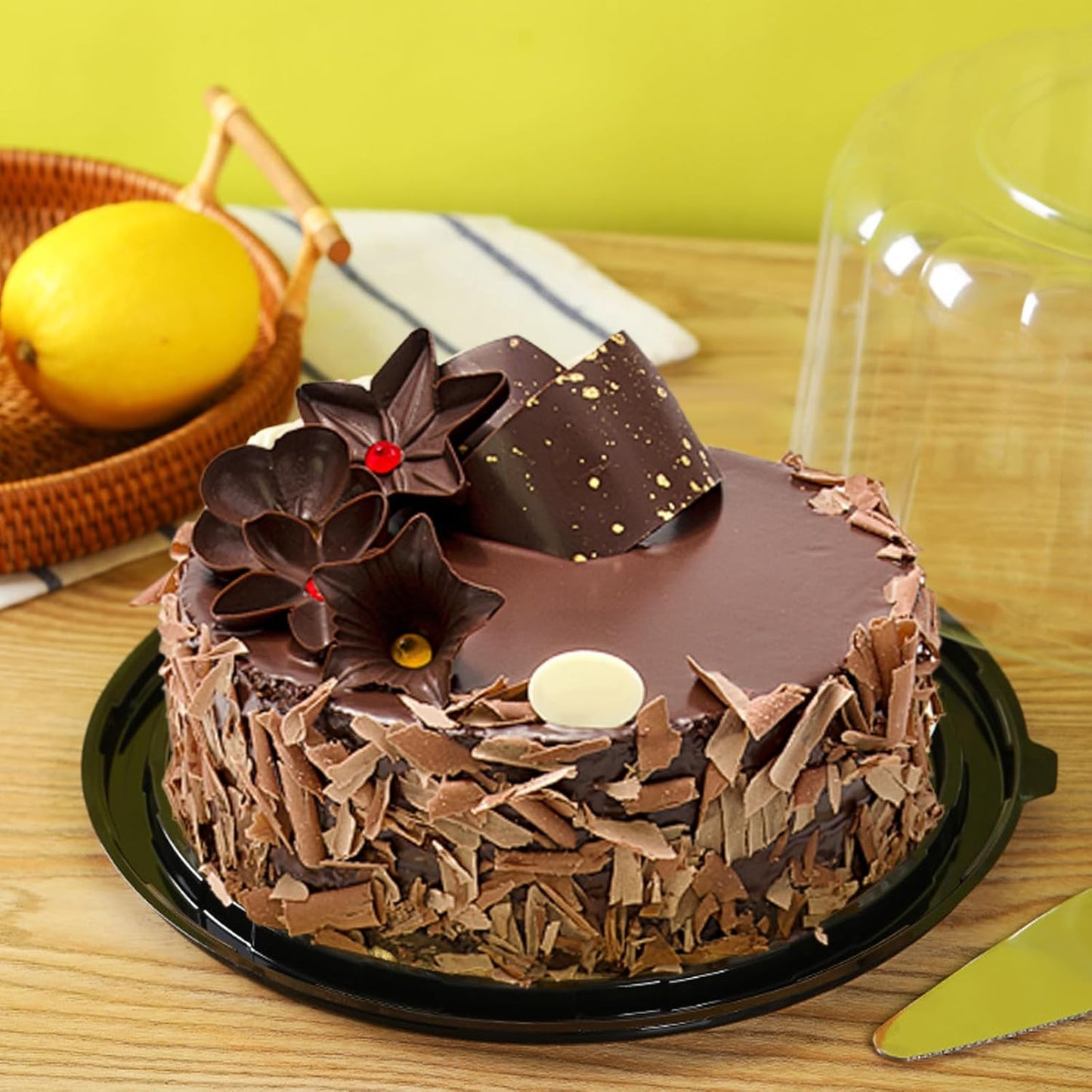 5pcs 10Inch Round Cake Pies Carriers Plastic Disposable Cake Containers with Dome Lids Clear Bundt Cake Boxes