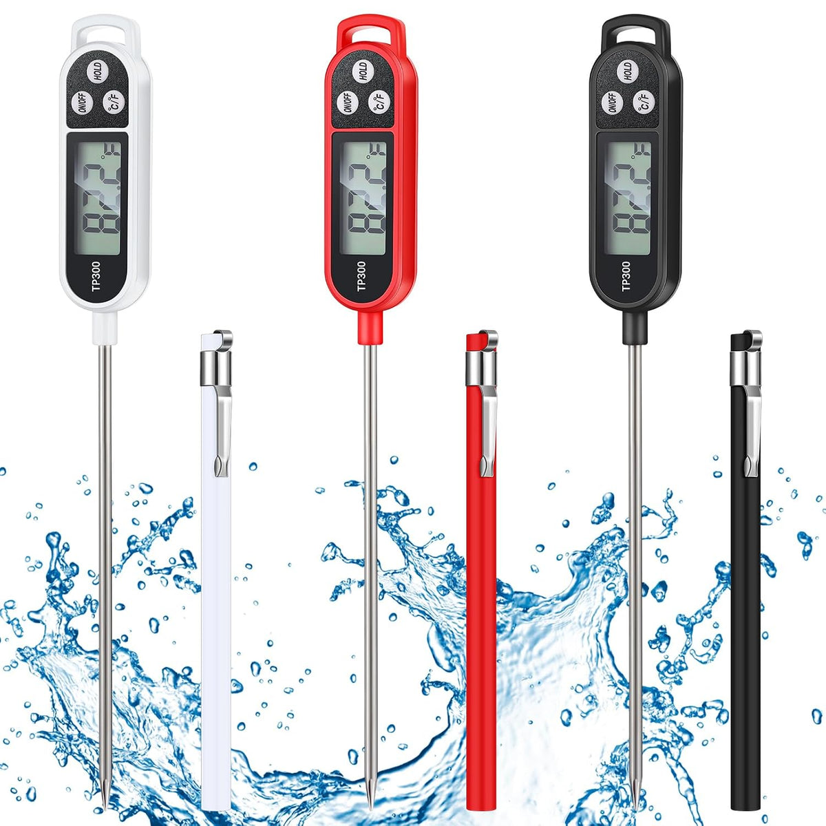 Copkim Food Thermometer Instant Read Probe BBQ,Red