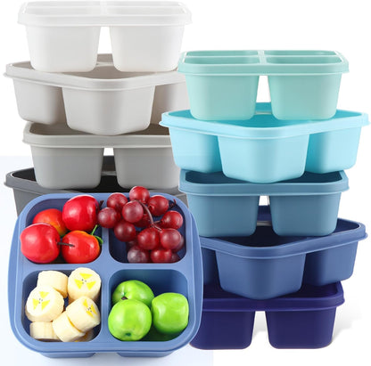 Honeydak 10 Pack Bento Snack Containers 4 Compartment Snack Boxes Reusable Containers with Lids Divided Meal Prep Lunch Food Storage Box for School Work Travel