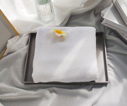 White Serving Tray (13.5 x 9.6 inch) for Serving Accessory, Elegant & Stackable Plastic Tray for Spa, Coffee, Drinks, Tea, Bar, Party, Seasoning, Perfume and Display Use.