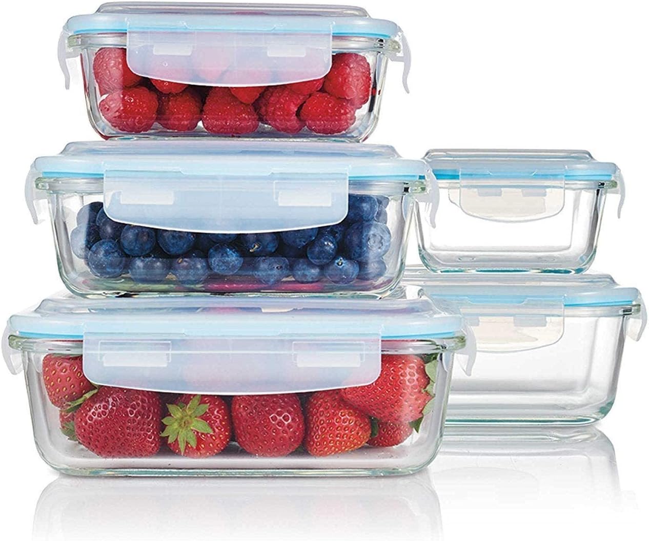 Gourmet Home Products 10 Pc Glass Food Storage Container Set with Locking Lids