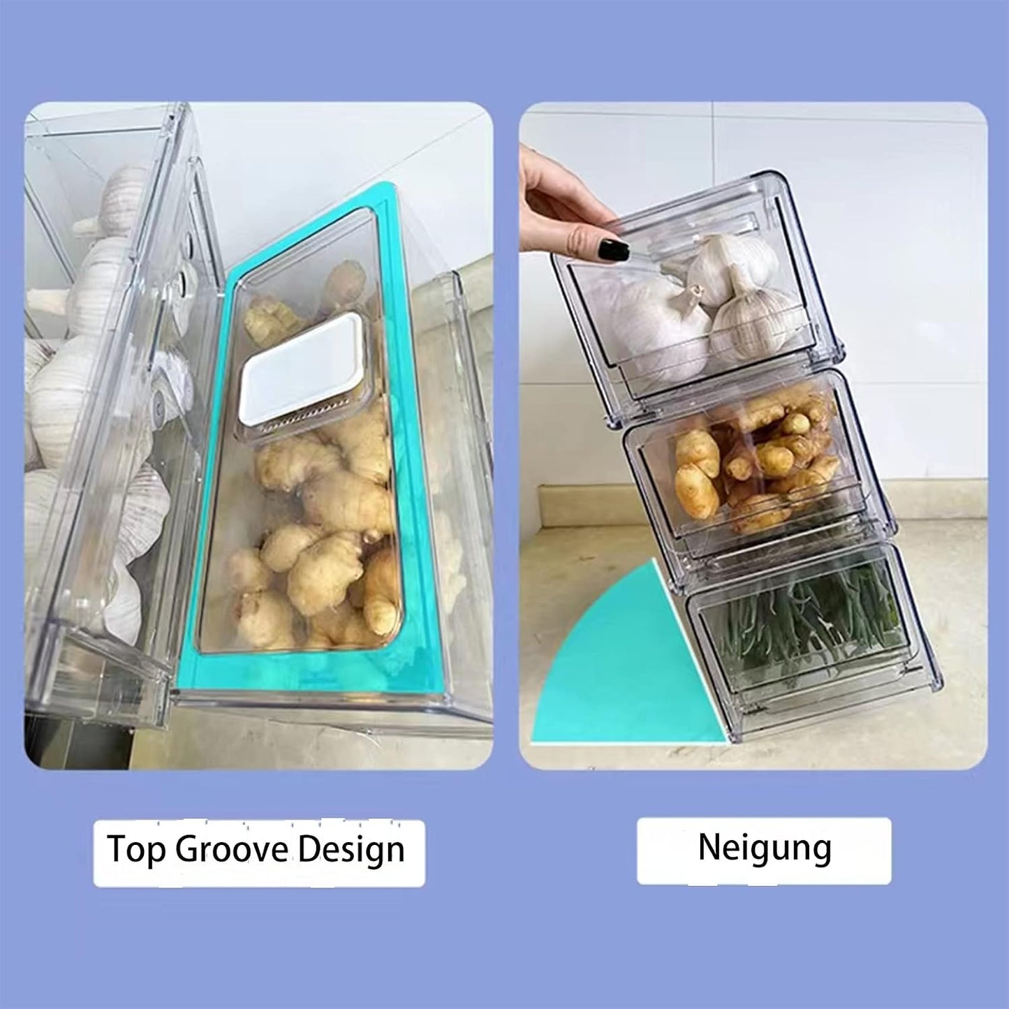 YekouMax Pantry Organizers and Storage Bins, Refrigerator Organizer, Plastic Stackable Storage Bins with Drawers, Pull-Out Cabinet Containers for Fridge Kitchen Office (2 PACK, Extra Large & Medium)