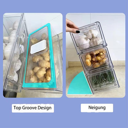 YekouMax Pantry Organizers and Storage Bins, Refrigerator Organizer, Plastic Stackable Storage Bins with Drawers, Pull-Out Cabinet Containers for Fridge Kitchen Office (2 PACK, Extra Large & Medium)