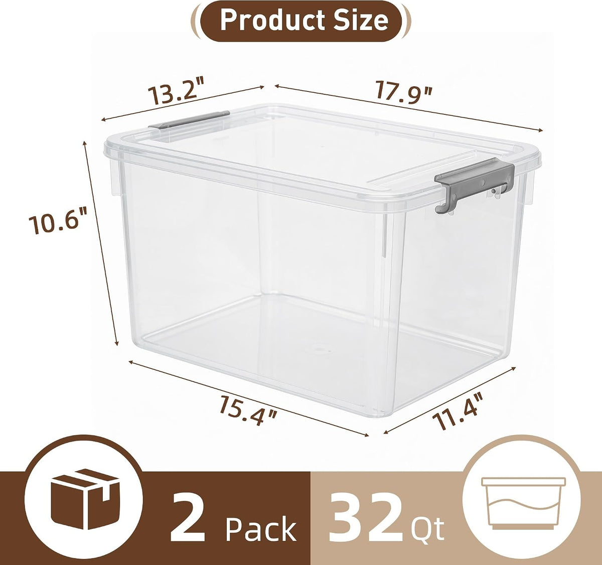 Citylife 32 QT Plastic Storage Bins with Latching Lids Stackable Storage Containers for Organizing Large Clear Storage Box for Garage, Closet, Kitchen, 4 Packs