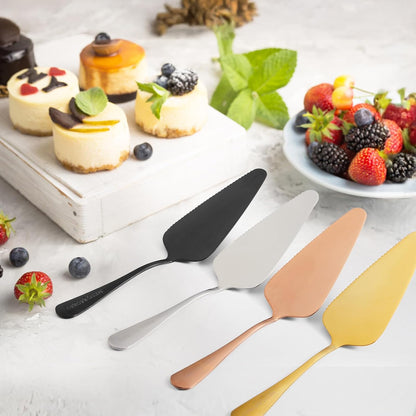 5x Cake Server Pie Holder Transfer Triangular Spade Spatula Serrated Edge - Gold